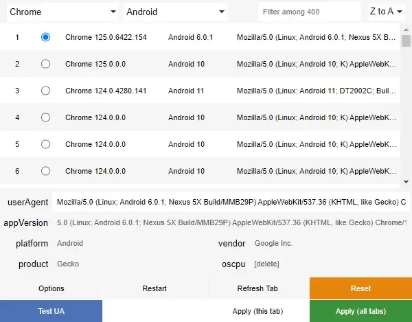 User-Agent Switcher and Manager v0.6.2|浏览器UA修改插件