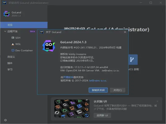 JetBrains GoLand 2025.2 中文激活版