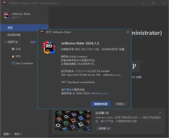 JetBrains Rider 2025.2 中文激活版